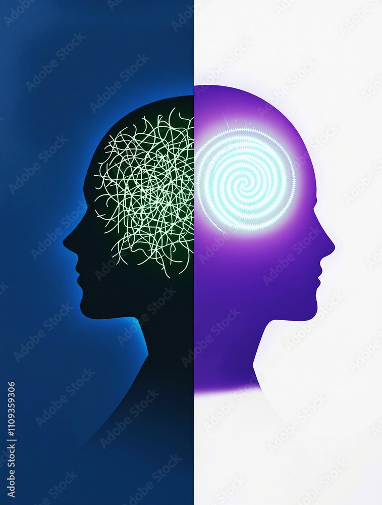 Obraz premium Duality of Human Consciousness: From Chaos to Clarity