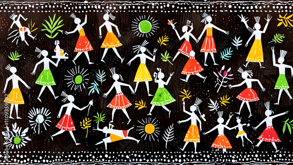 Obraz premium Warli traditional style Painting illustration