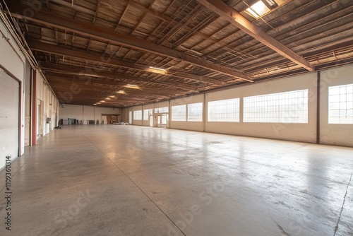 Spacious Warehouse Interior with Natural Lighting