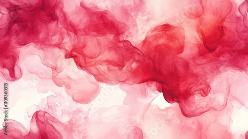 Seamless abstract watercolor pattern featuring red and grenadine volumetric smoke elements ideal for design and decoration purposes