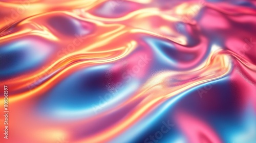 Wallpaper Mural Vibrant Abstract Wave Patterns with Glossy Texture in Shades of Blue, Pink, and Orange Creating a Stunning Visual Effect for Backgrounds or Design Projects Torontodigital.ca