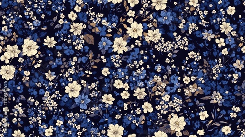 Seamless floral pattern featuring small stylish flowers in Liberty style ideal for textiles and wallpapers versatile for various applications fabric gift wrap