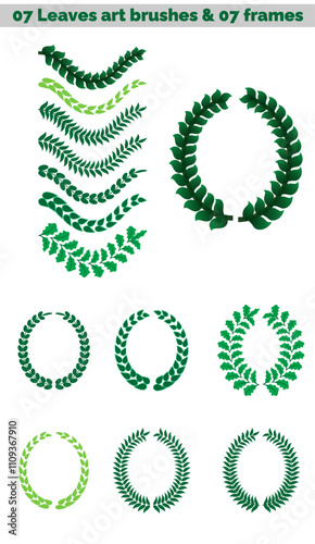 07 Leaves art brushes & 07 frames.