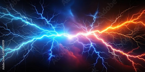 Abstract background featuring vibrant lightning bolts against a dark backdrop, abstract, lightning, background, energy