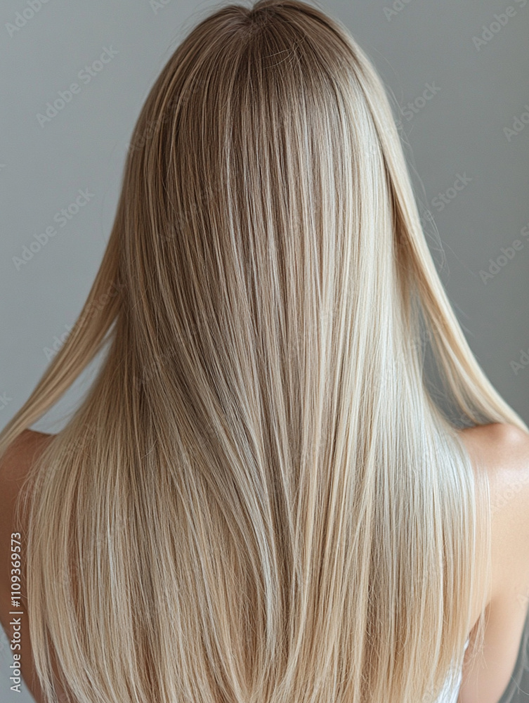 Naklejka premium Beautiful blond hair woman. Back of girl with Healthy hair.