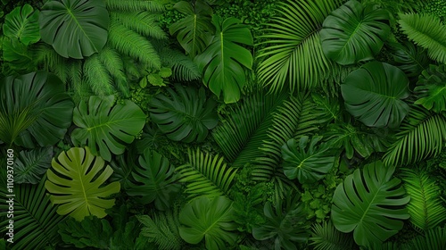 Exotic Foliage Border: Lush Tropical Leaves Frame a Stunning Background for Your Design Needs