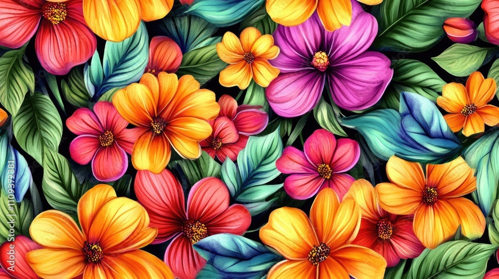 Watercolor seamless pattern featuring vibrant flowers and berries ideal for greeting cards and invitations floral design hand painted illustration Watercolor seamless pattern featuring vibrant flowers and berries ideal for greeting cards and invitations floral design hand painted illustration