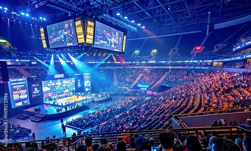 The inside of the E Sports Arena was full,  people crowds of sat and watched the event