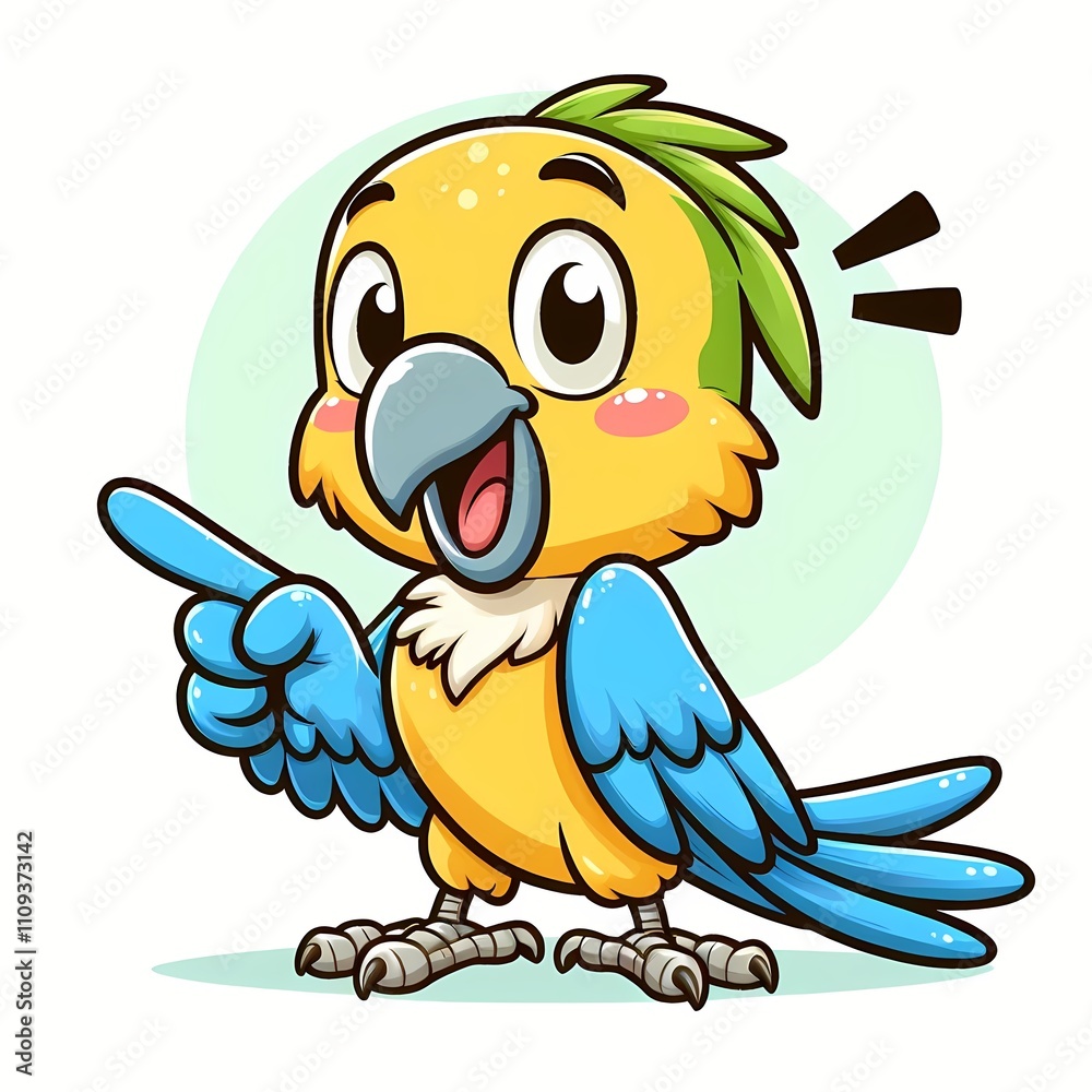 Cute Parrot Pointing Cartoon Vector Icon Illustration