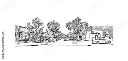 Obraz na płótnie Print Building view with landmark of Vancouver is the city in USA. Hand drawn sketch illustration in vector. w salonie