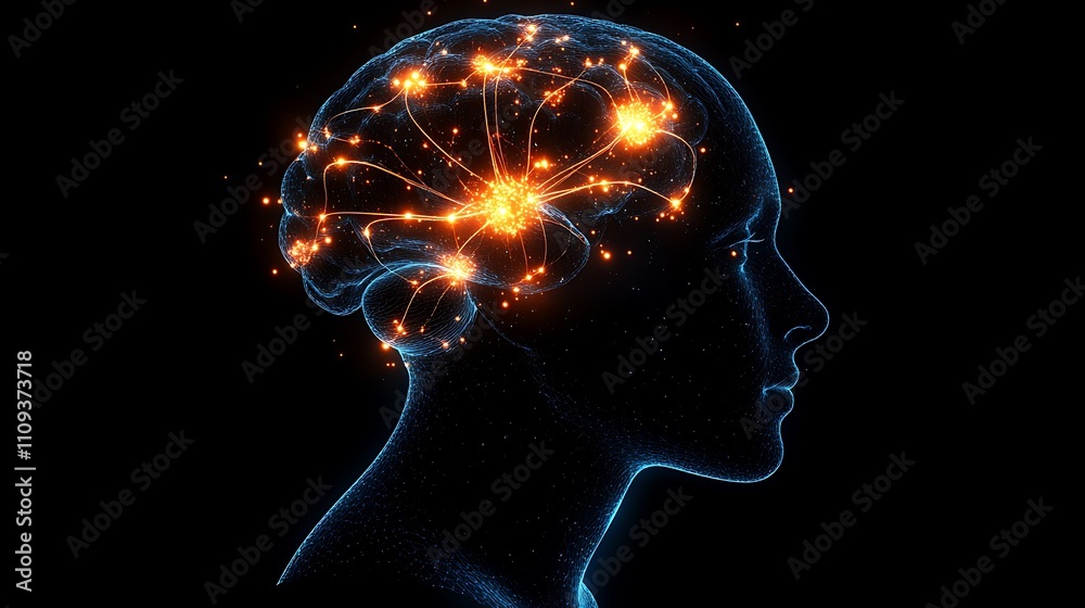Obraz premium Abstract digital art visualizing neuroscience and brain activity