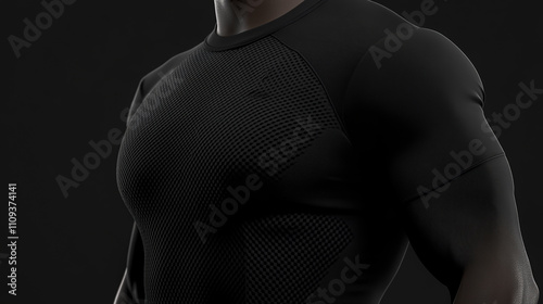 A fitted black athletic shirt crafted for optimal comfort and performance photo