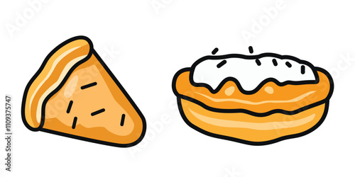 Apple pie slice vector icon. American homemade traditional dessert., That's a cute apple pie drawing. Hand-drawn slice of traditional American fruit pie. Isolated vector illustration.