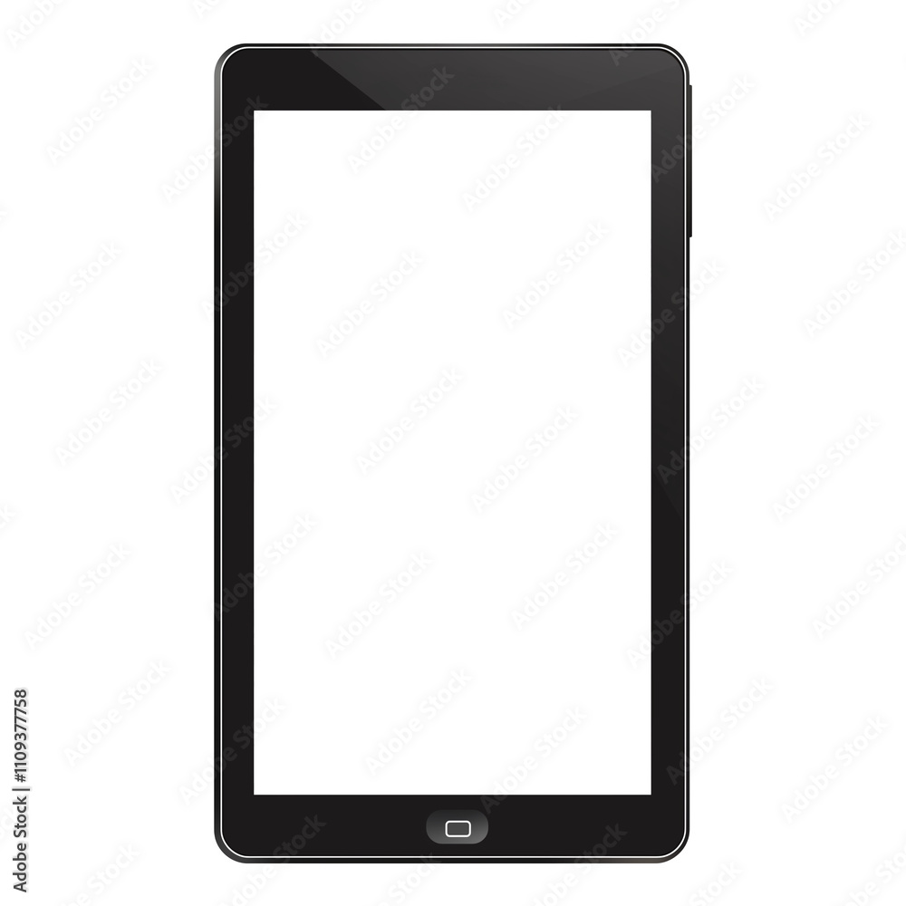 sleek black tablet with blank screen isolated on white background, showcasing its modern design and slim profile sleek black tablet with blank screen isolated on white background, showcasing its modern design and slim profile