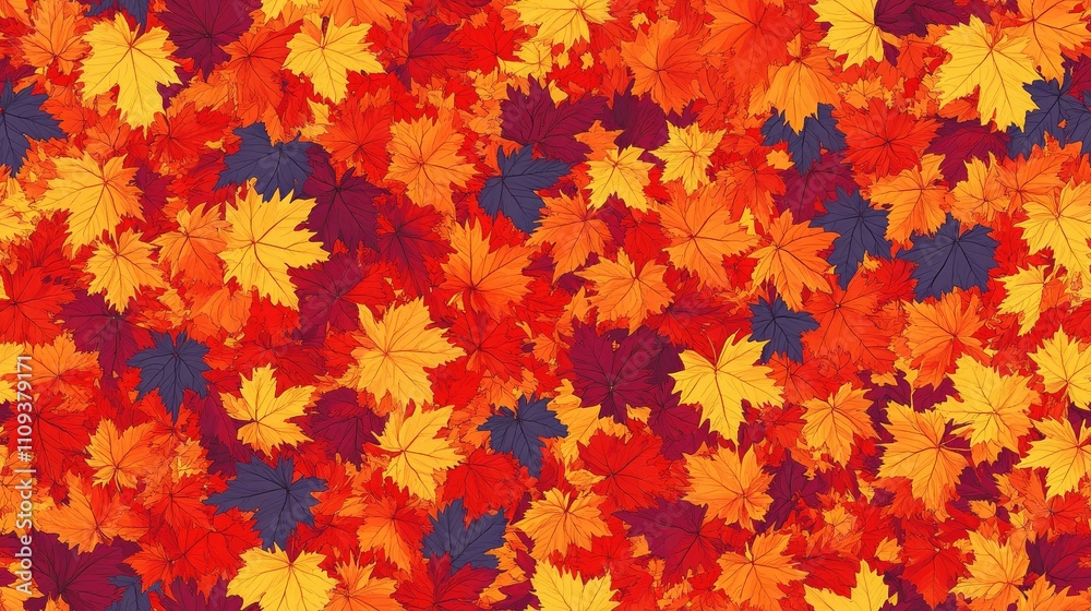 Seamless pattern of vibrant maple leaves showcasing autumn hues ideal for seasonal decor and textiles Seamless pattern of vibrant maple leaves showcasing autumn hues ideal for seasonal decor and textiles