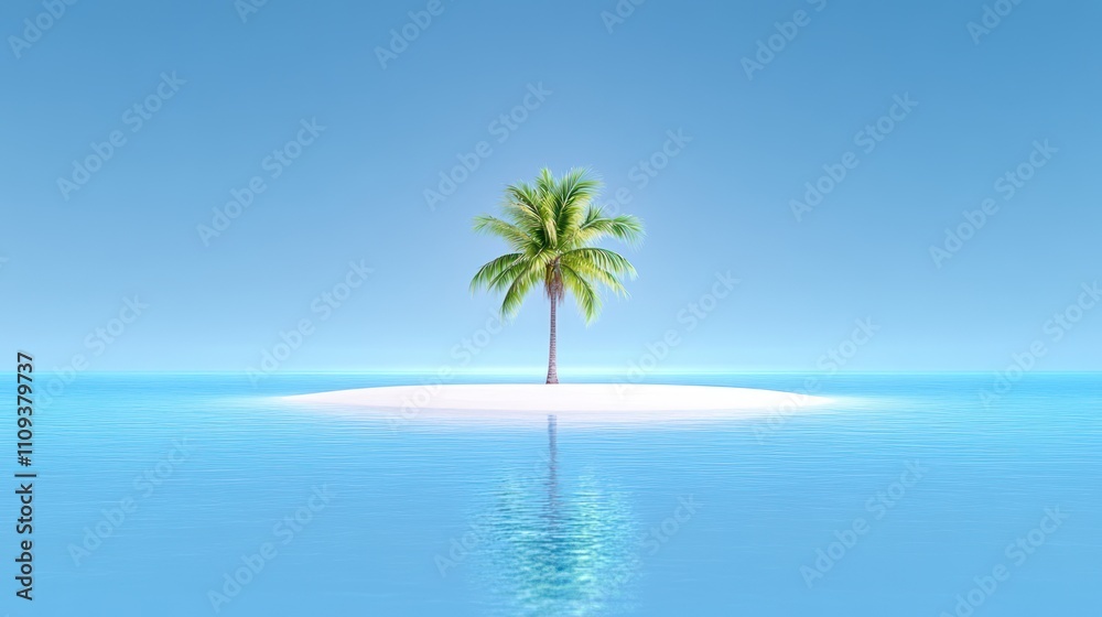 Simple Island Paradise Sketch in Tropical Minimalist Style Simple Island Paradise Sketch in Tropical Minimalist Style