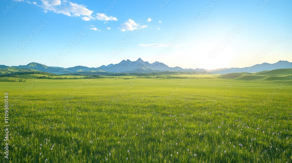 Rolling Hills of Meadow Grassland - A Serene and Natural Landscape Rolling Hills of Meadow Grassland - A Serene and Natural Landscape