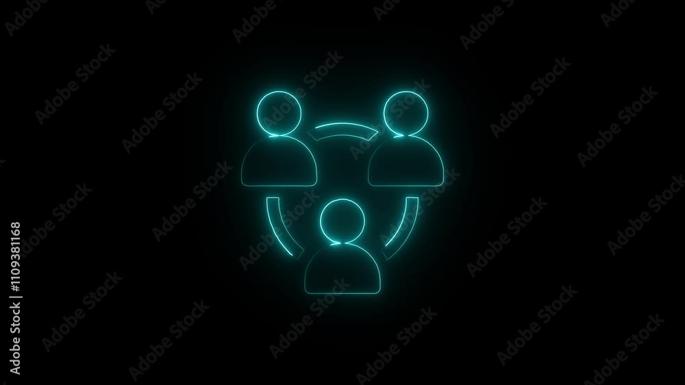 Glowing neon team work icon