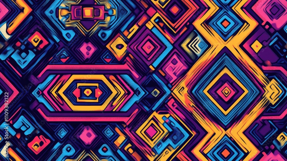 Seamless abstract illustration featuring a vibrant multicolored geometric pattern ideal for wallpaper backgrounds and design projects Seamless abstract illustration featuring a vibrant multicolored geometric pattern ideal for wallpaper backgrounds and design projects