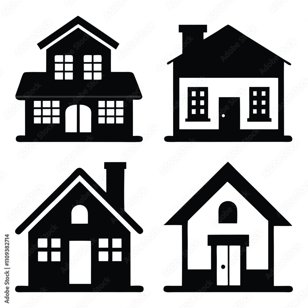 4 set illustrations house building 4 set illustrations house building