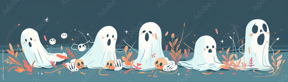Obraz premium Ghosts are the specters of unfulfilled dreams: Depict ghostly figures surrounded by the remnants of their unrealized aspirations, symbolizing the haunting presence of unfulfilled dreams