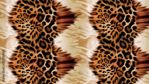 An eye-catching leopard print motif with bold textures and shades. photo