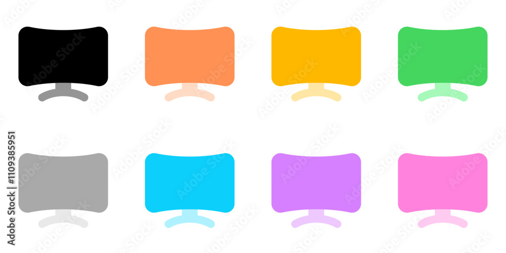 Editable vector blank curved monitor screen icon. Part of a big icon set family. Perfect for web and app interfaces, presentations, infographics, etc Editable vector blank curved monitor screen icon. Part of a big icon set family. Perfect for web and app interfaces, presentations, infographics, etc