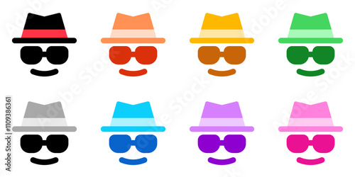 Editable vector incognito hat glasses user icon. Part of a big icon set family. Perfect for web and app interfaces, presentations, infographics, etc