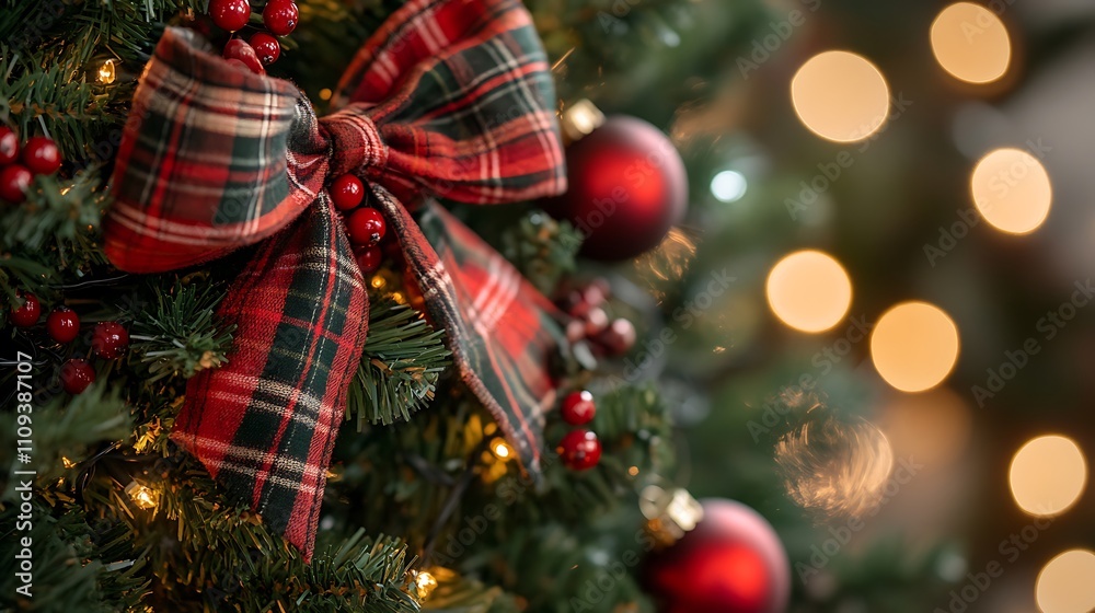 Obraz premium Festive Christmas Trees, Gifts, and Decorations - Cozy Holiday Scenes and Seasonal Decor Collection