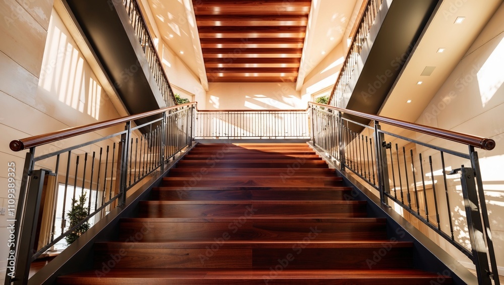 An inviting staircase showcasing modern materials and natural light. An inviting staircase showcasing modern materials and natural light.