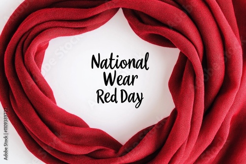 National wear red day heart-shaped red scarf on white background for heart disease awareness