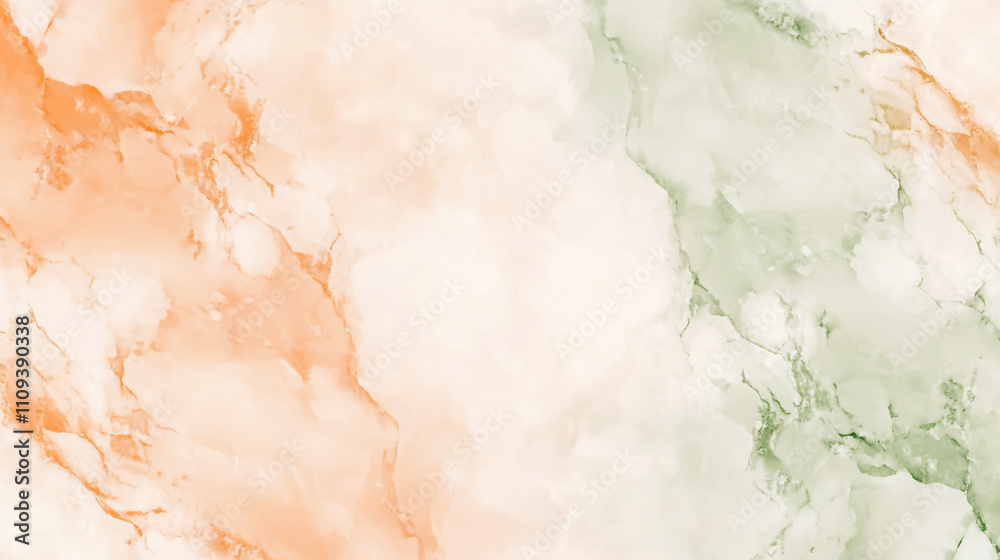 Elegant marble texture featuring a soft and delicate pattern in light peach and green tones Elegant marble texture featuring a soft and delicate pattern in light peach and green tones