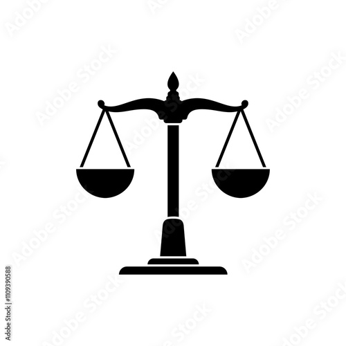 Scale icon, justice scales symbol, law scale isolated on transparent background, justice scales PNG