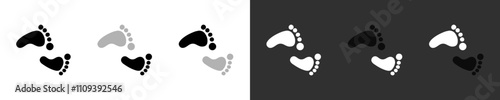 Foot imprint human graphic icon. Footprint path step illustration. Footstep human symbol. Simple trace foot step man icon in vector design style