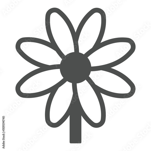 Chamomile flower solid icon, nature concept. Vector graphics. Wild flower plant sign on white background, glyph style icon for mobile or web design.