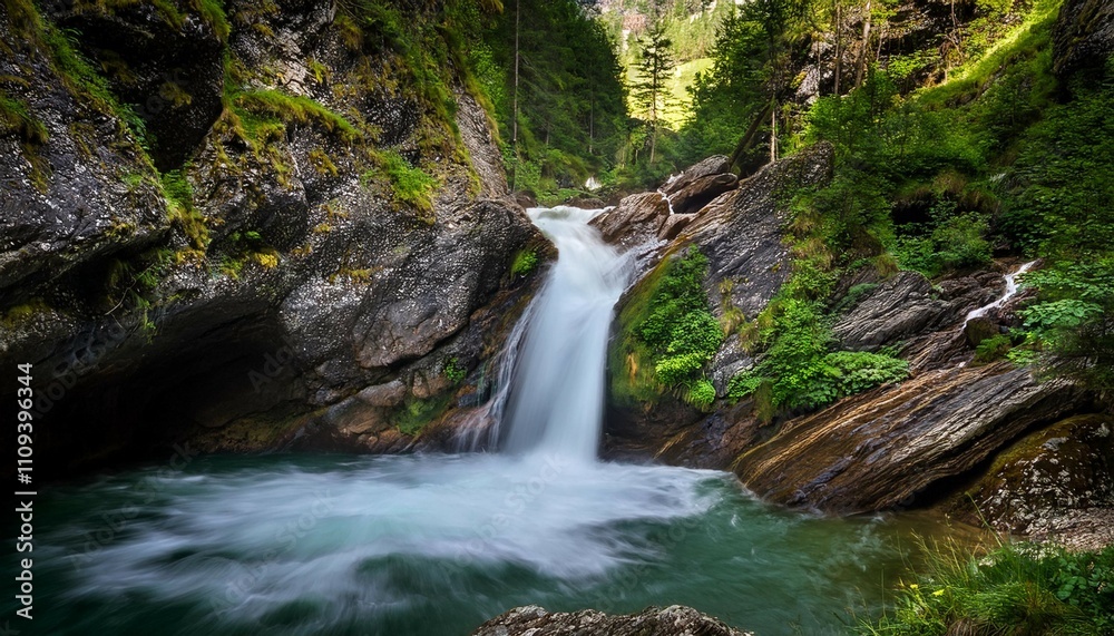 waterfall in the groppenstein gorge molltal hohe tauern national park carinthia austria europe waterfall in the groppenstein gorge molltal hohe tauern national park carinthia austria europe