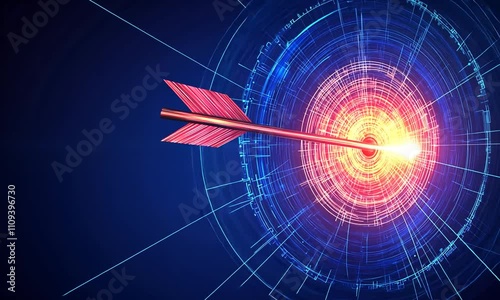 arrow dart target hit digital low poly business ai generated video concept