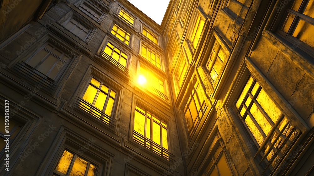 Obraz premium Golden Hour Glow on City Building