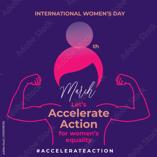 International Women's Day. Women of Different ethnicities together. Square Banner. March 8.  Faceless vector illustration.