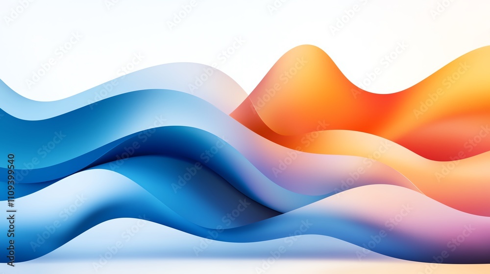 Fototapeta premium Abstract waves in vibrant blue and orange hues create a dynamic and flowing design. This image embodies motion and energy, perfect for modern backgrounds or creative projects.