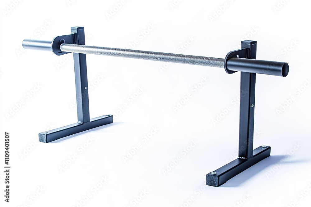 Minimalist metal horizontal bar isolated on white Minimalist metal horizontal bar isolated on white