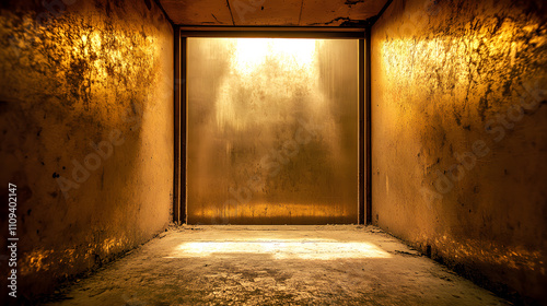 A Somber Perspective of an Abandoned Elevator Shaft Exploring Themes of Neglect and Constriction