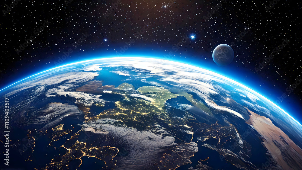 Obraz premium Beautiful View Of The Earth From Space Background Image