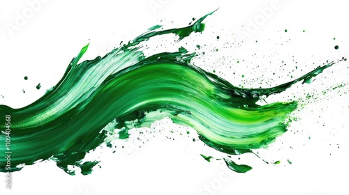 Wallpaper Mural Dynamic green paint stroke creating a vibrant, artistic splash on a white background. Torontodigital.ca