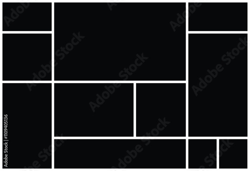 Photo collage vector template illustration. Grid pattern for picture display presentation. background and rectangle shape for wall mood board.
