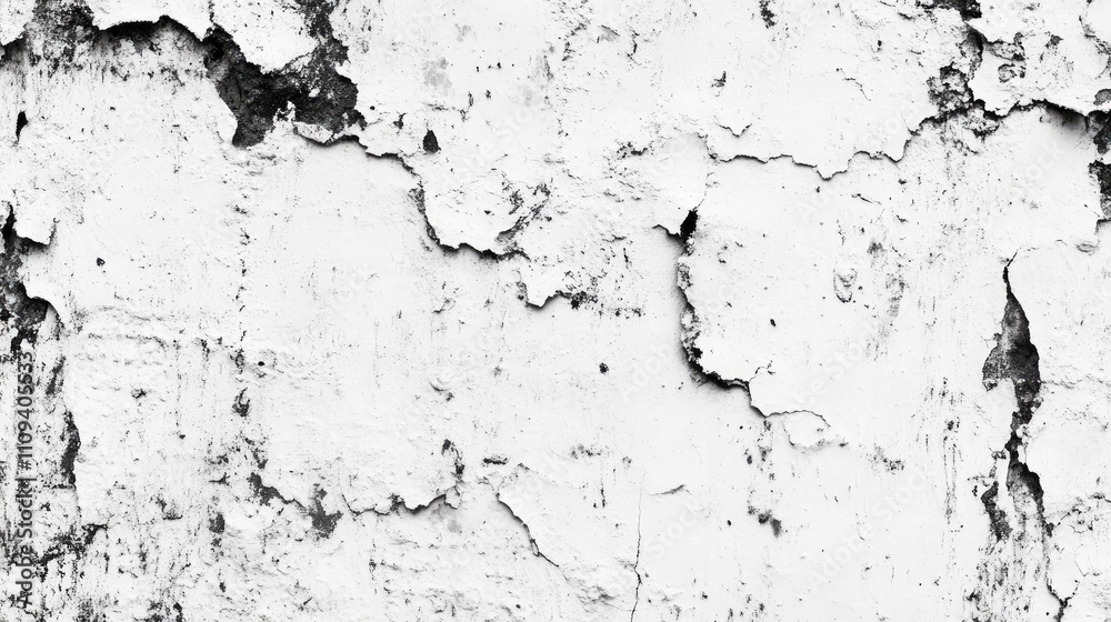 Fototapeta premium Close-up of weathered, peeling white paint on textured wall.