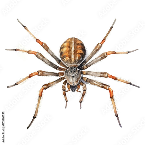 watercolor Spider isolated white background