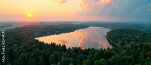 Aerial Panorama Glubelka Lake Naroch Reserve Belarus - Stunning Scenery photo