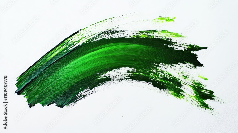 A vibrant brushstroke in varying shades of green, capturing the essence of creativity and artistic expression.