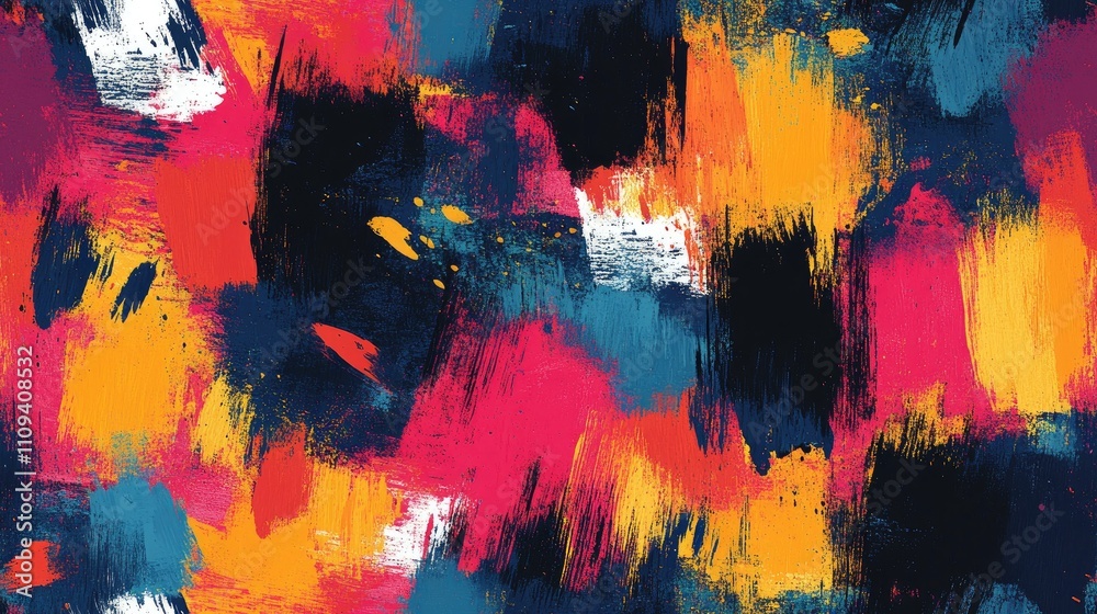 Fototapeta premium Abstract seamless pattern featuring brushed painted textures with vibrant colors ideal for background design textile prints or artistic projects